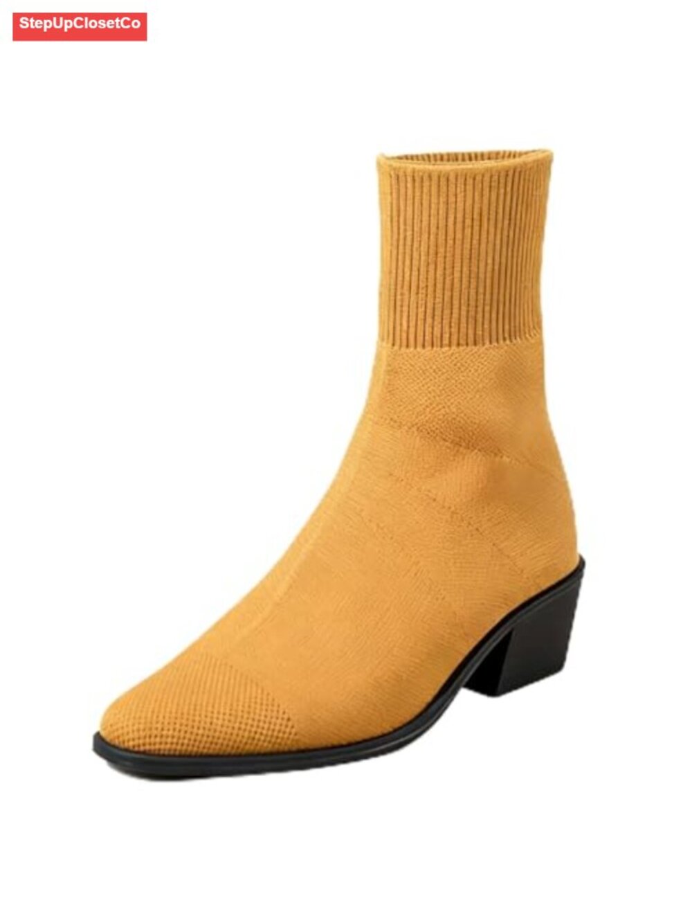 Knit Chunky Low Heel Stretch Bootie Ankle Boots for Women